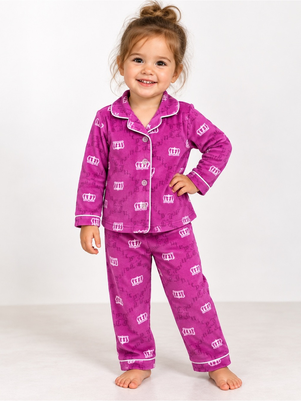 Juicy Couture Girls Pink Crown Print Pajama Set